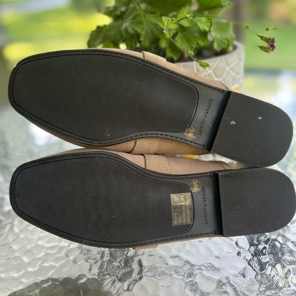 NWOT-Lucky Brand Brown Suede Loafers with Shearling-size 10 - Picture 3 of 5